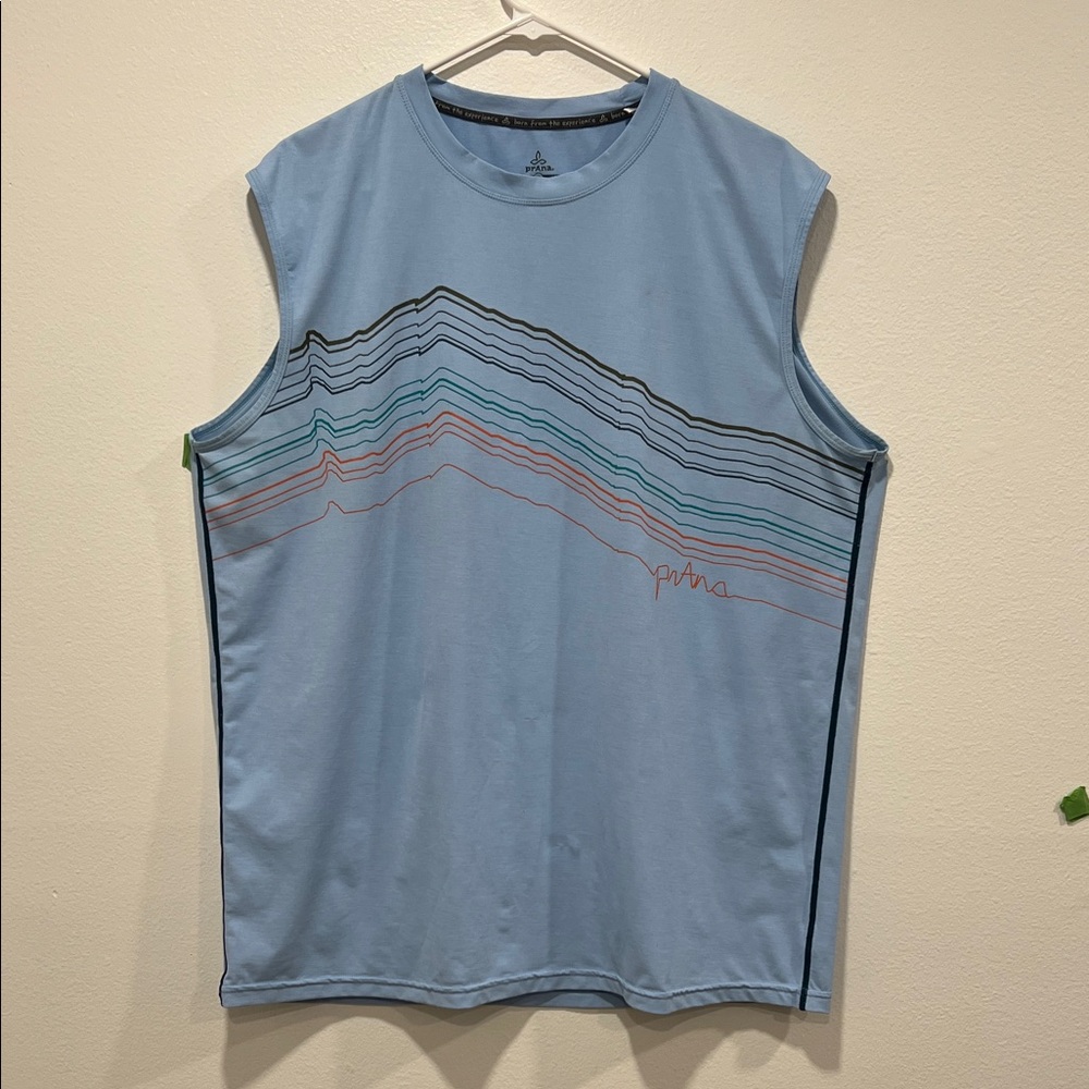 Prana Men's Blue Graphic Sleeveless Tech Shirt